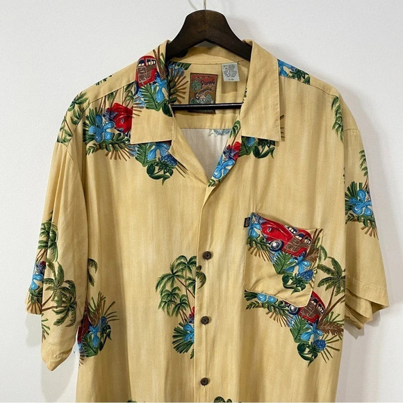 Pineapple Connection Men’s Vintage Hawaiian T Shirt Retro Car Palm Trees Size L - Picture 2 of 15